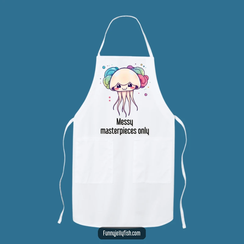 Funny Kawaii Jellyfish Ink Apron: Cute Artist Creature, Perfect Kitchen Funny Gift
