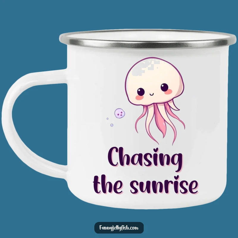 Funny Kawaii Jellyfish Camping Mug: Ocean Adventures, Playful Sea Gift!