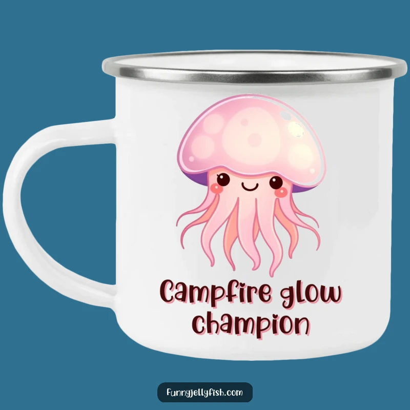 Funny Kawaii Jellyfish Camping Mug - Glowing Adventure Fuel, Hilarious Gift