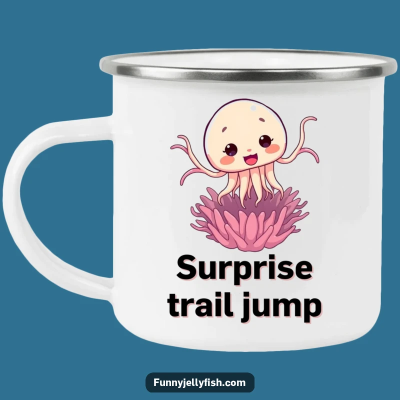 Funny Kawaii Jellyfish Jump Camping Mug: Surprise Adventures, Comical Gift!
