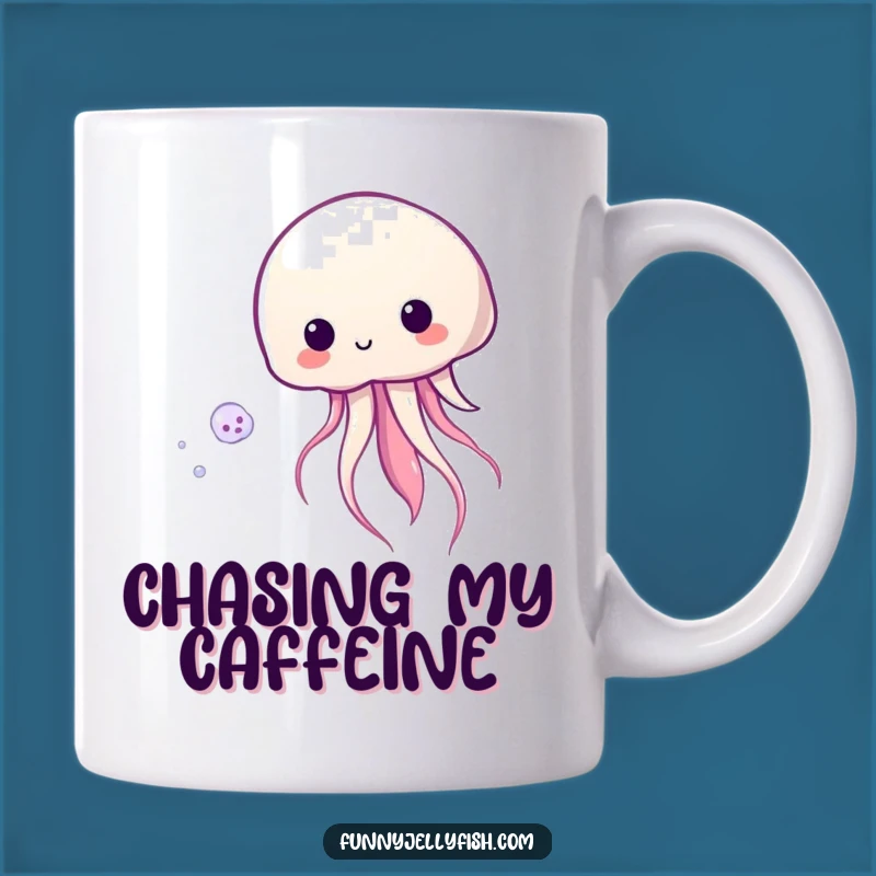 Funny Kawaii Jellyfish Mug: Playful Sea Chase Gift for Ocean Lovers!