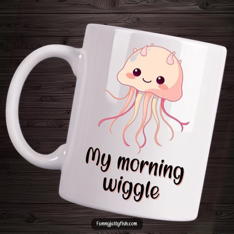 Funny Kawaii Jellyfish Mug, gracefully wiggling tentacles like a ribbon dancer, bringing playful joy and humor to your beverage experience.