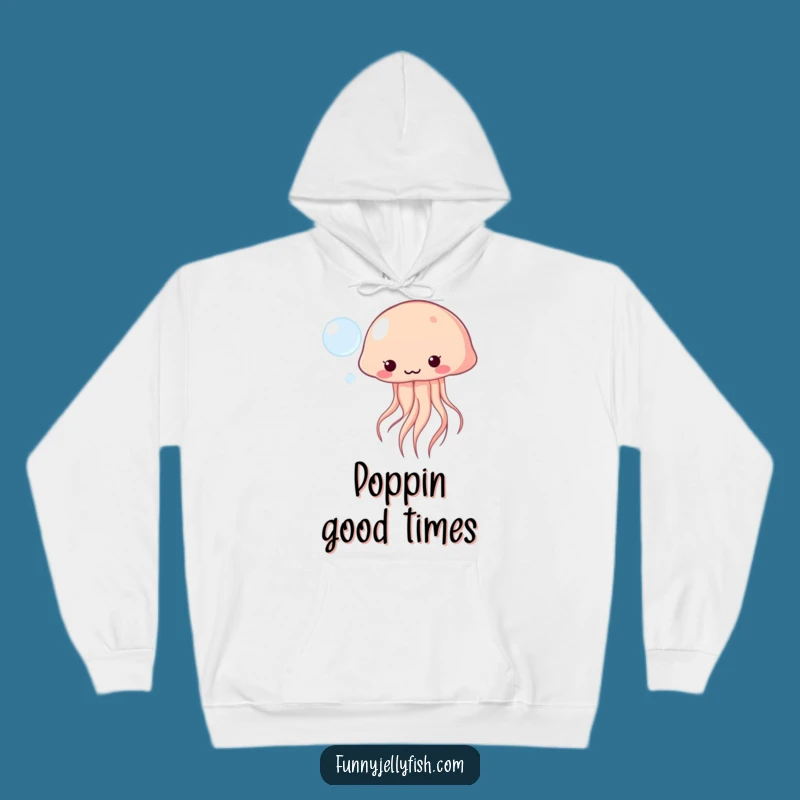 Funny Kawaii Jellyfish Hoodie - Playful Bubble Scene, Hilarious Gift