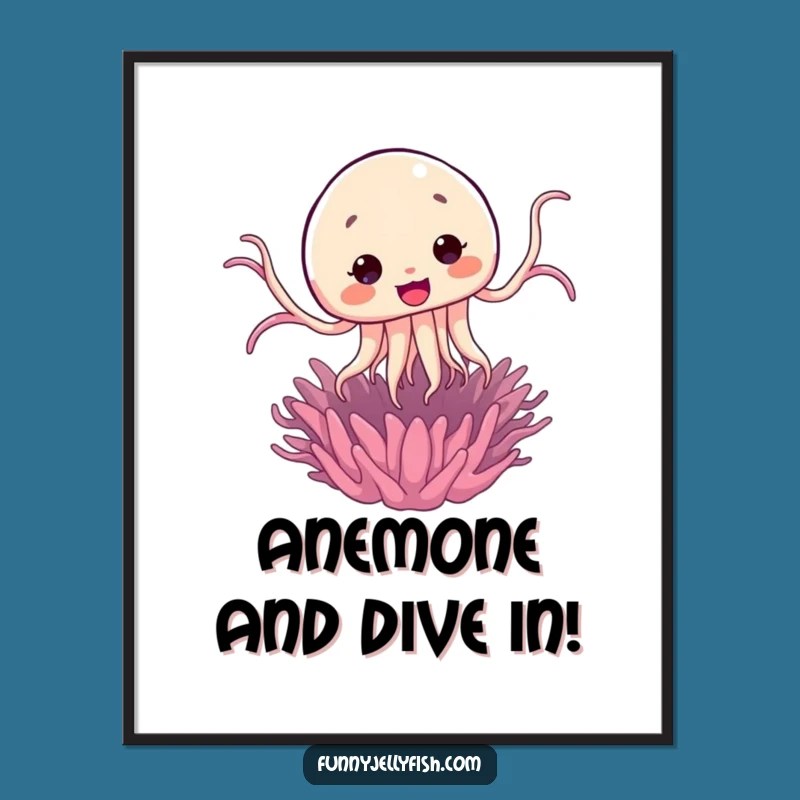 Funny Free Printable Wall Art: Surprise Jellyfish Jump Art, Humorous Downloadable Ocean Decor