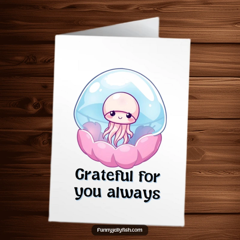 Funny Free Printable Thank You Card: A shy jellyfish peeks from its anemone home, offering thanks.