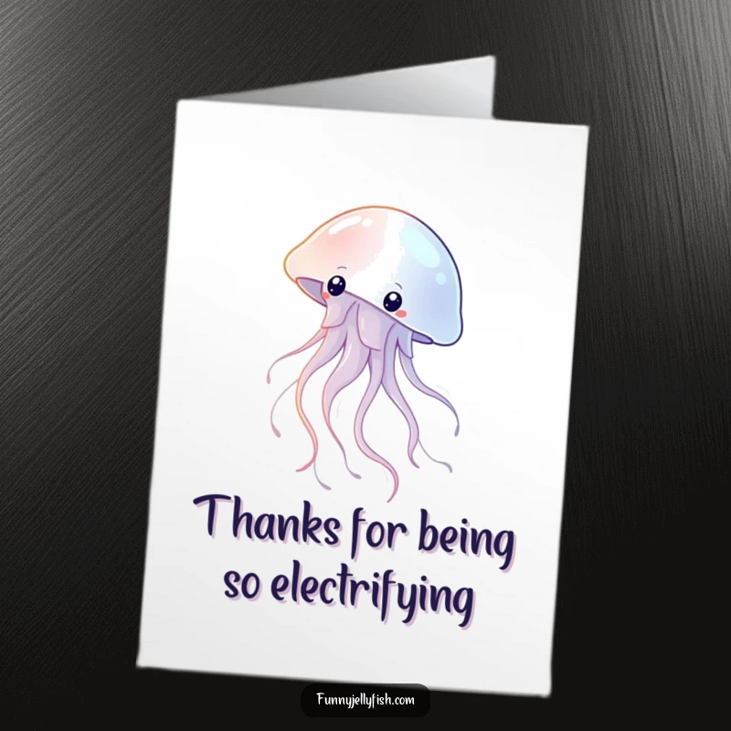 Elegant Free Printable Thank You Card: A graceful jellyfish floats with shimmering tentacles, offering a gentle, beautiful thank you, great for a DIY gift.