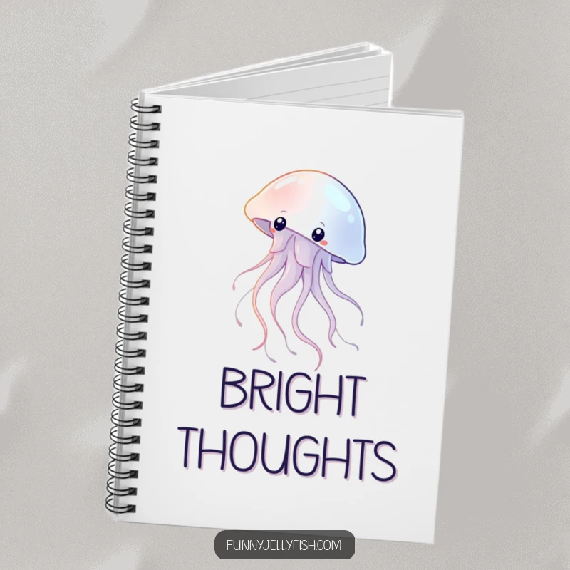 Funny Notebook featuring a Graceful Jellyfish Floating with Shimmering Tentacles, perfect for creative writing
