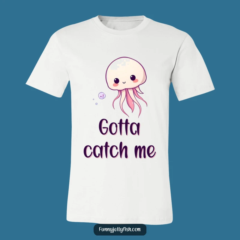 Funny Kawaii Jellyfish T-Shirt: Playful Ocean Chase Tee, Aquatic Fun Gift!