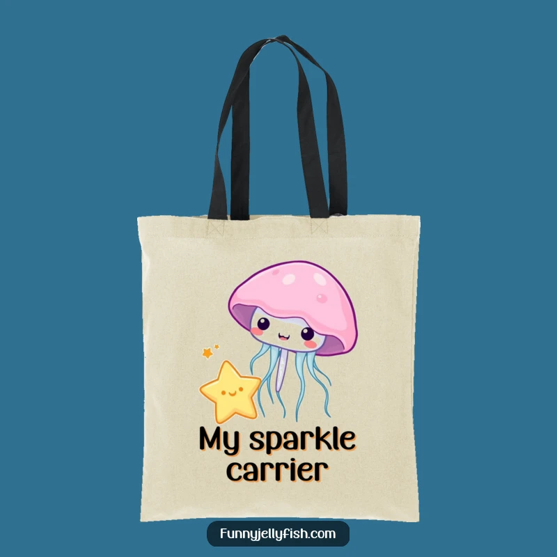 Funny Kawaii Jellyfish Star Tote Bag: Cute Bouncing Creature, Great Funny Shopping Gift